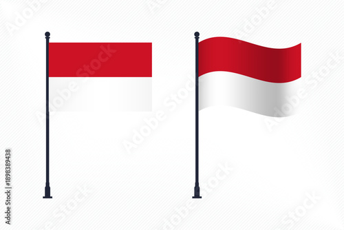 Set of Indonesia Flags Isolated for Independence Day Celebration