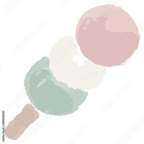 幼稚園・保育園向け 3月のやさしい水彩挿絵イラストシリーズ｜三色団子｜Sanshoku Dango Rice Dumpling Watercolor Illustration