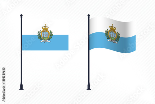 Set of San Marino Flags Isolated for Independence Day Celebration