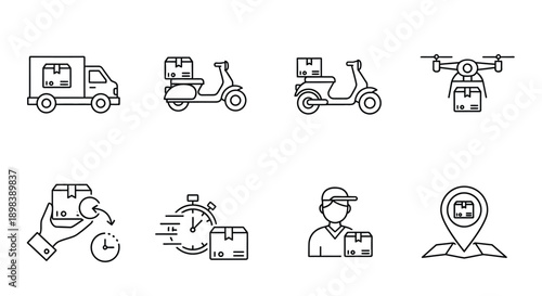 Illustrations of various delivery methods and services