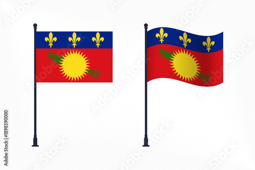 Set of Guadeloupe Flags Isolated for Independence Day Celebration
