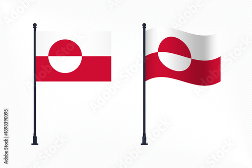 Set of Greenland Flags Isolated for Independence Day Celebration
