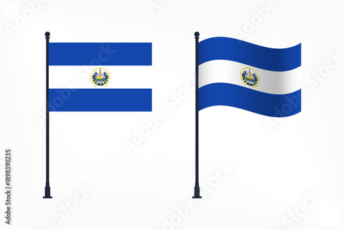 Set of El Salvador Flags Isolated for Independence Day Celebration