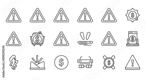 A collection of various warning and informational symbols and icons