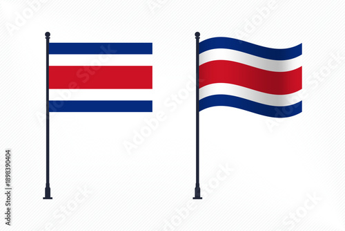 Set of Costa Rica Flags Isolated for Independence Day Celebration