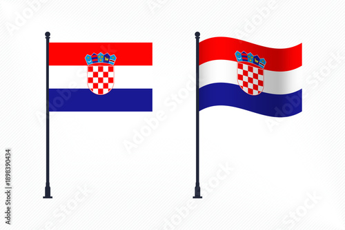 Set of Croatia Flags Isolated for Independence Day Celebration