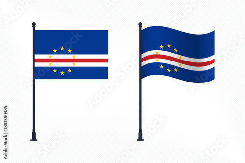 Set of Cape Verde Flags Isolated for Independence Day Celebration