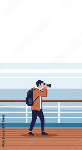 Adventurous Photographer Capturing Scenic Views While Traveling Abroad