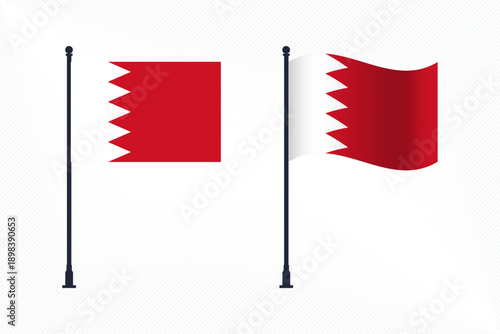 Set of Bahrain Flags Isolated for Independence Day Celebration