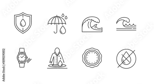 Eight icons representing various activities and safety measures