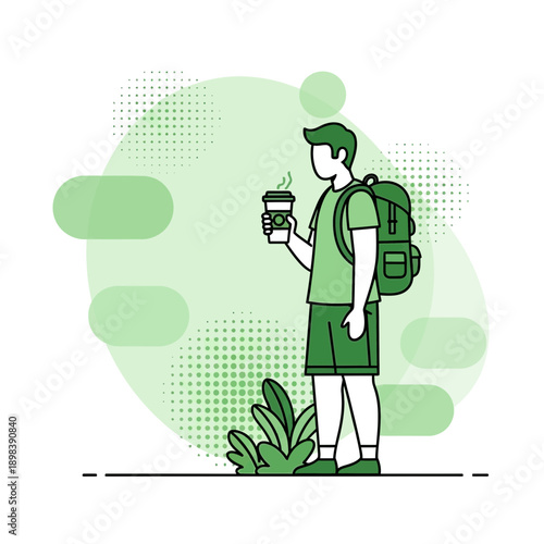 Adventurous Traveler Enjoying Refreshing Drink Outdoors During Hike