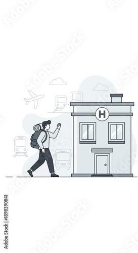 Adventurous Traveler Embarks on Journey, Seeking Lodging and Utilizing Various Transport Options