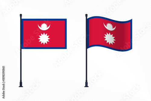 Set of Nepal Flags Isolated for Independence Day Celebration
