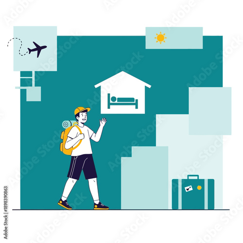 Adventurous Traveler Exploring New Destinations and Finding Accommodation Solutions