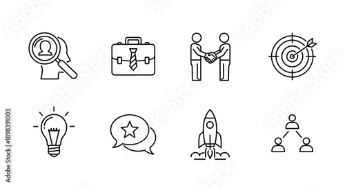 Illustrations of business concepts and achievements