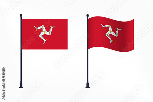 Set of Isle of Man Flags Isolated for Independence Day Celebration