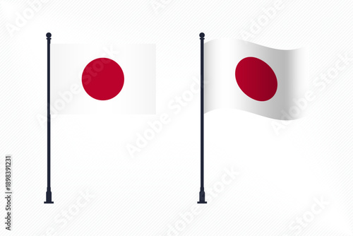 Set of Japan Flags Isolated for Independence Day Celebration
