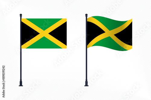 Set of Jamaica Flags Isolated for Independence Day Celebration