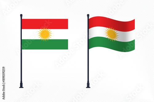 Set of Iraqi Kurdistan Flags Isolated for Independence Day Celebration
