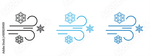 Snow blowing icon flat simple icon. Liner version - stock vector.