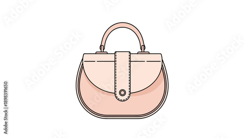 Elegant pink lady's handbag with a top handle and buckle detail isolated on a white background for fashion accessory catalog.