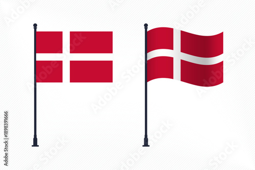 Set of Denmark Flags Isolated for Independence Day Celebration