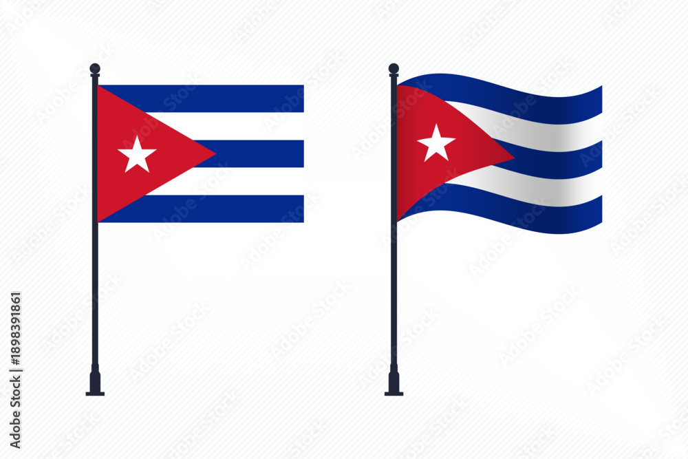 Fototapeta premium Set of Cuba Flags Isolated for Independence Day Celebration