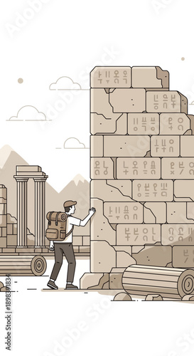 Archaeological Discovery Adventure Exploring Ancient Ruins With Backpack