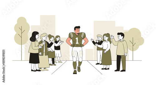 Athlete Celebrated By Supportive Crowd On Sidewalk During Daytime Event