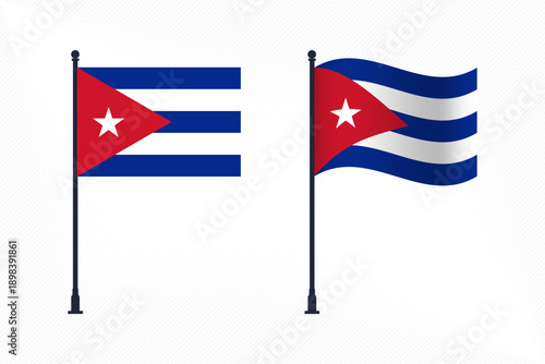 Set of Cuba Flags Isolated for Independence Day Celebration