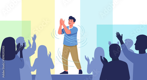 Audience Applauding A Performer On Stage With Joyful Celebration And Recognition