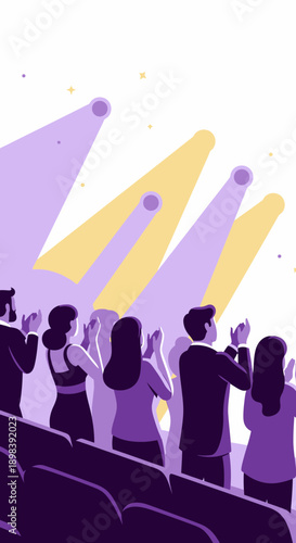 Audience Applauding Under Spotlight During Performance Or Event