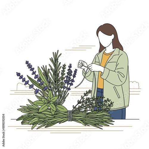 Artisan Arranging Fresh Herbs For Culinary Creations