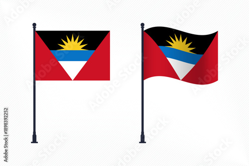 Set of Antigua and Barbuda Flags Isolated for Independence Day Celebration