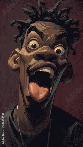 Man with crazy, funny, shocked face sticking out tongue