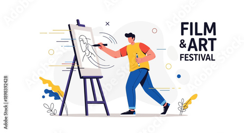 Artist Creates Artwork At Dynamic Film And Art Festival