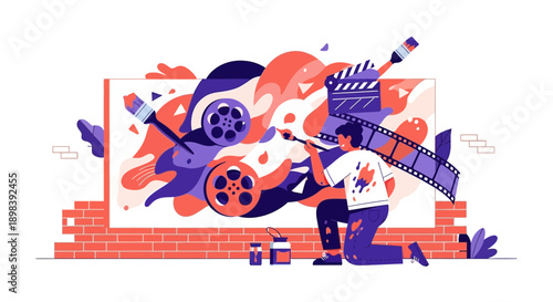 Artist Creates Vibrant Film Art With Paint Brushes and Movie Reels