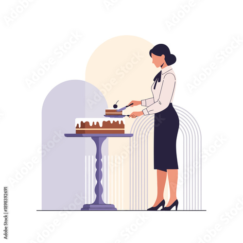 Artistic Cake Decoration And Celebration Moment Illustrated