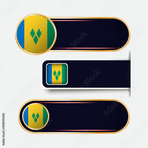 Shiny Saint Vincent and the Grenadines Flag Banners Set