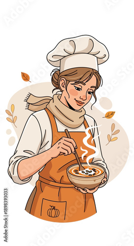 Autumnal Chef Preparing A Warm Delicious Dish With Seasonal Ingredients
