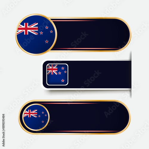 Shiny New Zealand Flag Banners Set