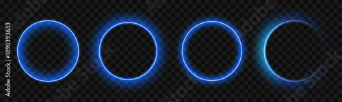 Light blue flare effect, circle fantasy neon 3d tech frame