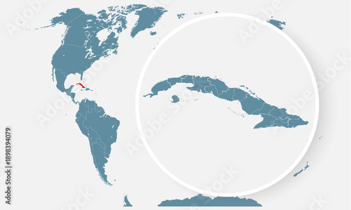 Cuba, country on world map, vector template