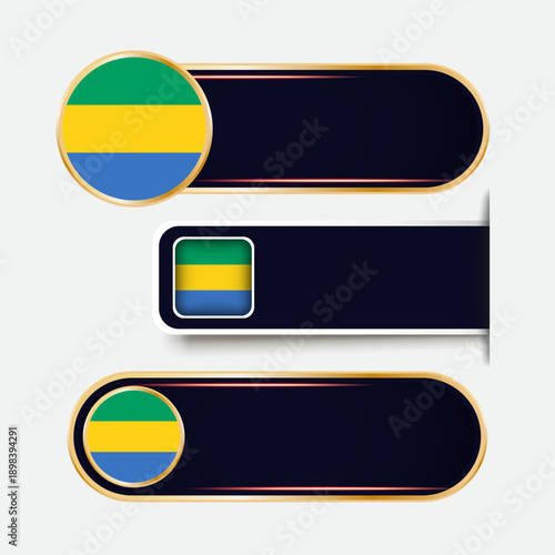 Shiny Gabon Flag Banners Set