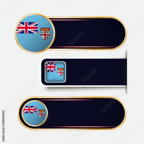 Shiny Fiji Flag Banners Set