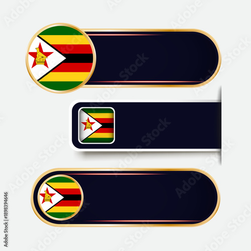 Shiny Zimbabwe Flag Banners Set