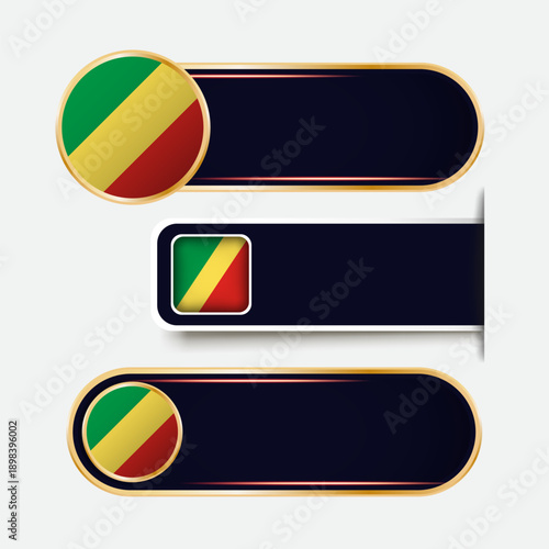 Shiny Republic of the Congo Flag Banners Set