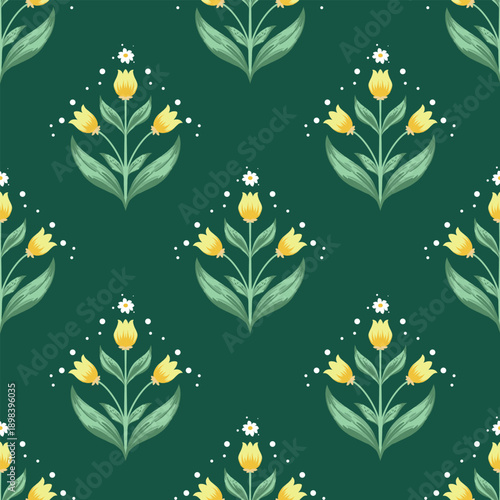 seamless pattern with flowers green
