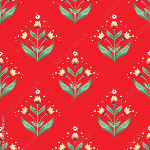 seamless pattern with flowers Red
