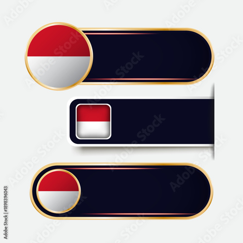 Shiny Monaco Flag Banners Set